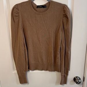 Lauren Ralph Lauren Camel Puff Sleeve Sweater